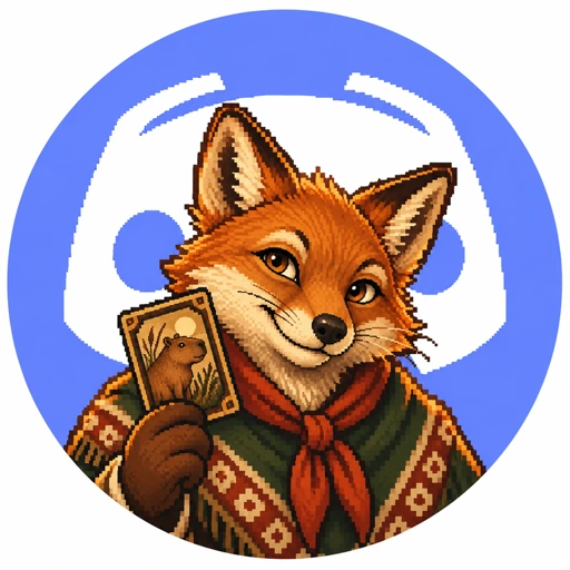Ícono de Discord con un zorro de Naipe Cimarrón y una carta del juego.